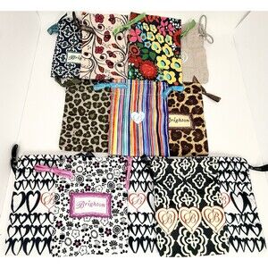 Lot Of 12 Brighton Drawstring Jewelry Multi Color Fabric Dust Bags 5x6